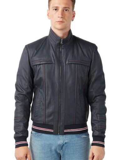 Men’s Real Navy Blue Leather Jacket